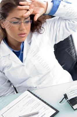 female doctor in tension