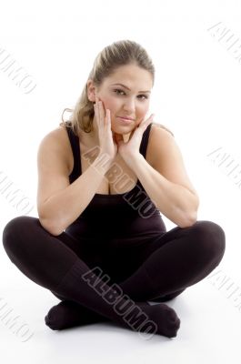 sitting girl looking at camera