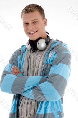 smiling man with headphone