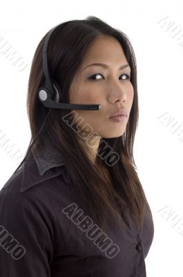side pose of woman with headphone