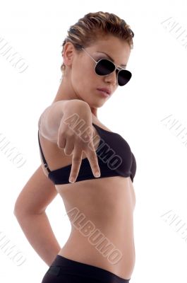 sexy model with peace sign