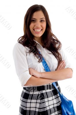 pretty female with her school bag