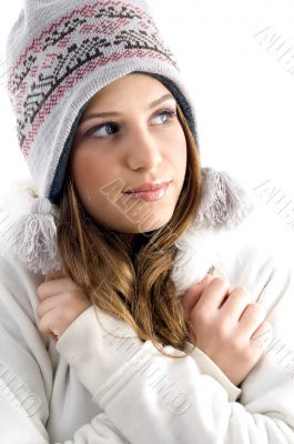 female shivering by cold