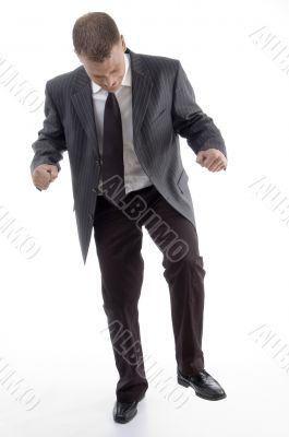 businessman making crushing pose