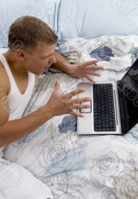 male working on laptop