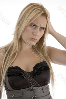 beautiful woman with a headache