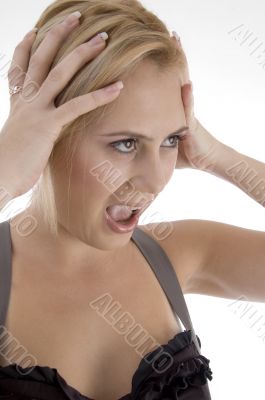 shouting beautiful woman