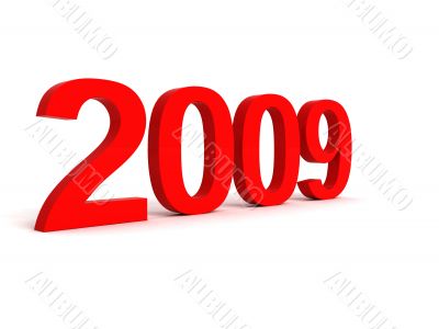 three dimensional side view of 2009 number