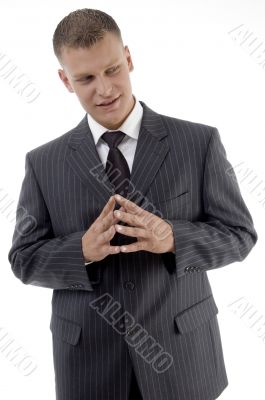 young businessman looking aside