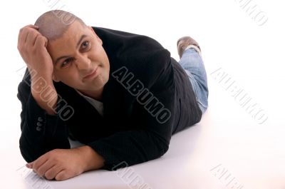 confused executive lying down