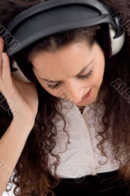 woman enjoying music