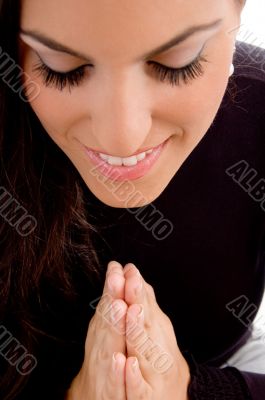 portrait of praying woman