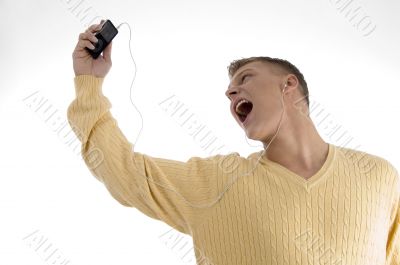 man enjoying music with ipod