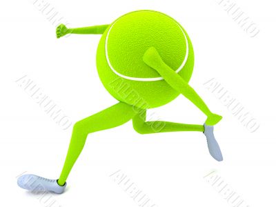 three dimensional running tennis ball