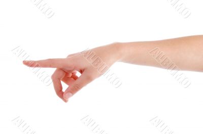 pointing hand of female