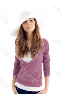 standing model with hat