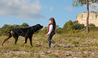 little girl and rottweiler