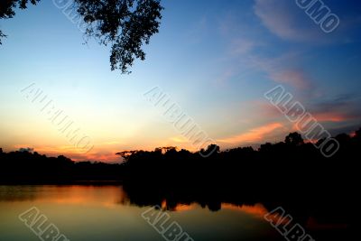 View of reservoir at sunset