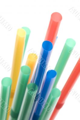 drinking straws on white background