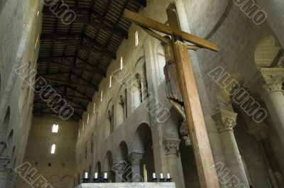 Interior of Sant`Antimo church in Tuscany