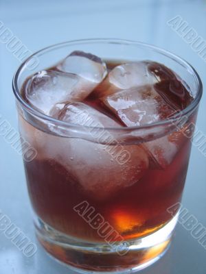 ice cubes in a close-up drink