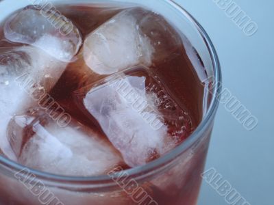 ice cubes in a close-up drink