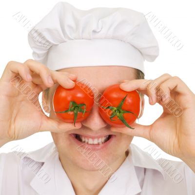 Cook with red tomato