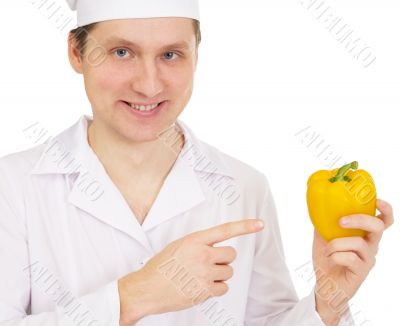 Cook with paprica in hand