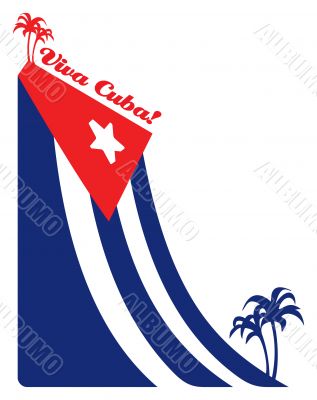 Cuba flag and palm, illustration
