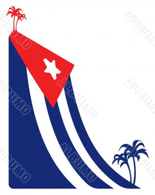 Cuba flag and palm, illustration