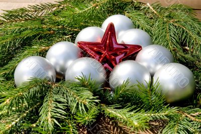 Christmas star with balls