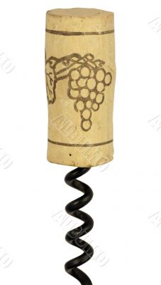 Wine cork on screw