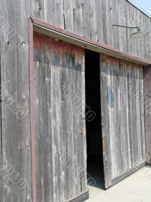 old wooden barn with open doors