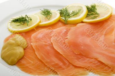 Salmon fillet on plates