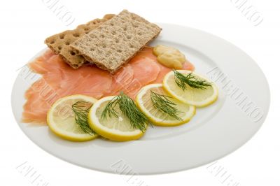 Salmon fillet on plates