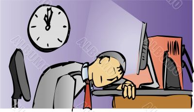Man sleeps at the computer
