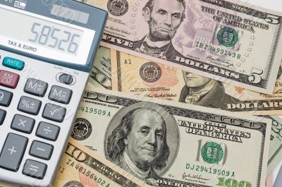 The calculator and US dollars