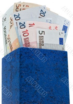 Dark blue box with euros