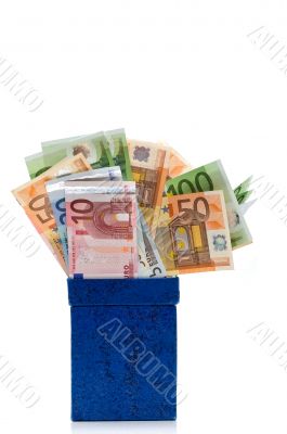 Dark blue box with euros