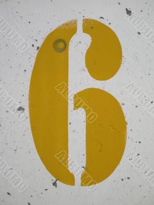 yellow number 6 sign