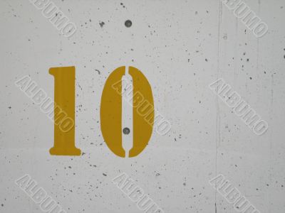yellow number 10 sign