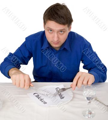 Guest of restaurant on diet