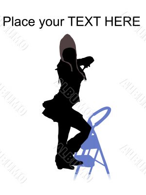 posing woman with ladder chair