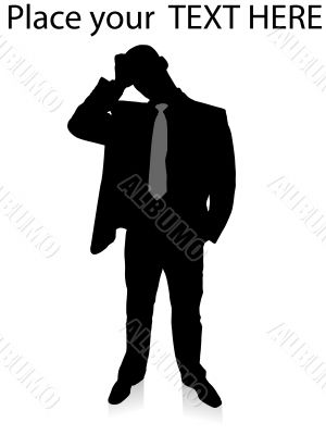 young confused businessman standing