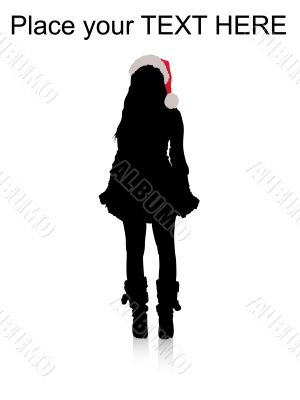 standing model with christmas hat
