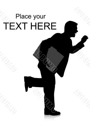 running businessman with bag