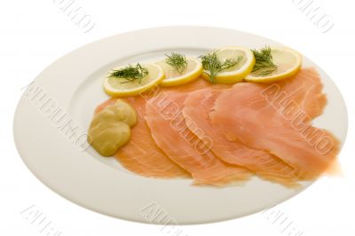 Salmon fillet on plates