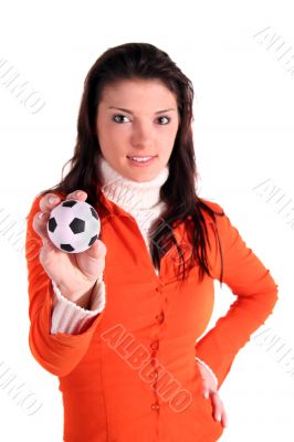 Woman holding a football
