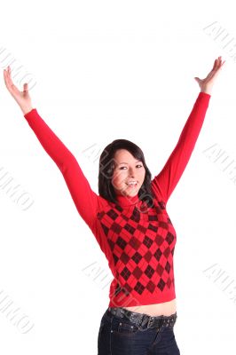 Jubilating young woman