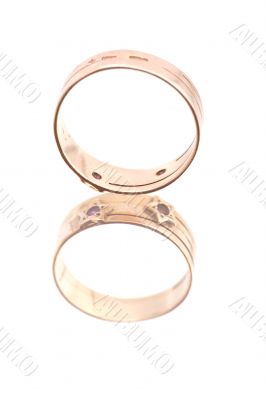 Golden ring on white